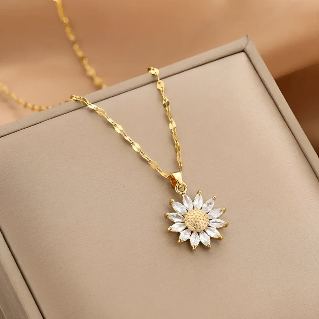 Manon – Glänzende Sonnenblumen-Halskette aus Gold