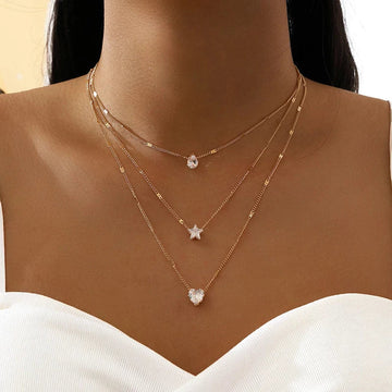 Sally – Goldkette mit drei Zirkonia-Anhängern