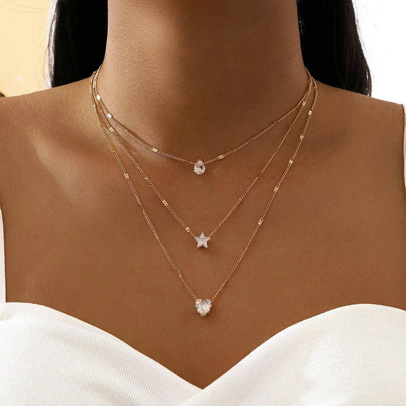 Sally – Goldkette mit drei Zirkonia-Anhängern