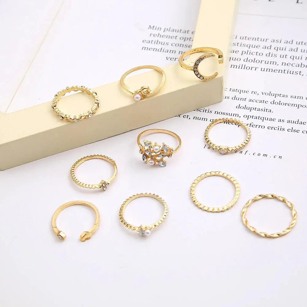 Savana – Set aus 10 Boho-Ringen in Silber- und Goldtönen