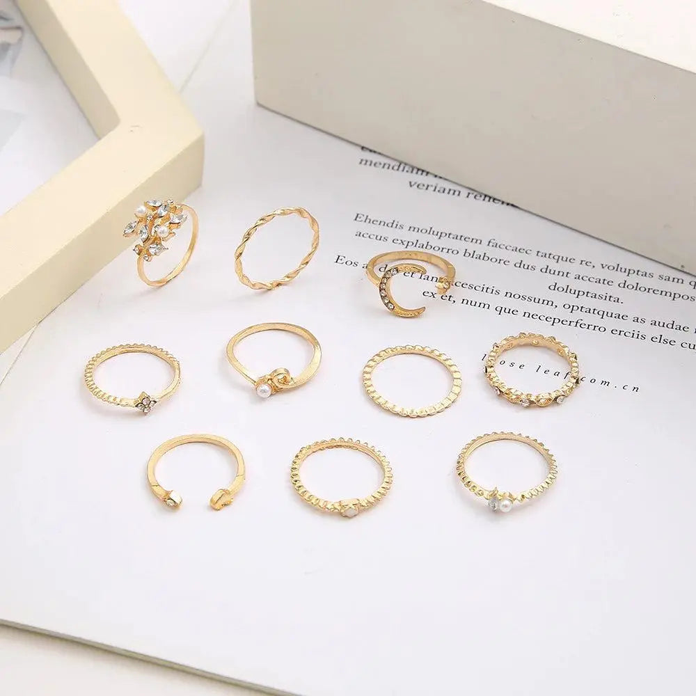 Savana – Set aus 10 Boho-Ringen in Silber- und Goldtönen