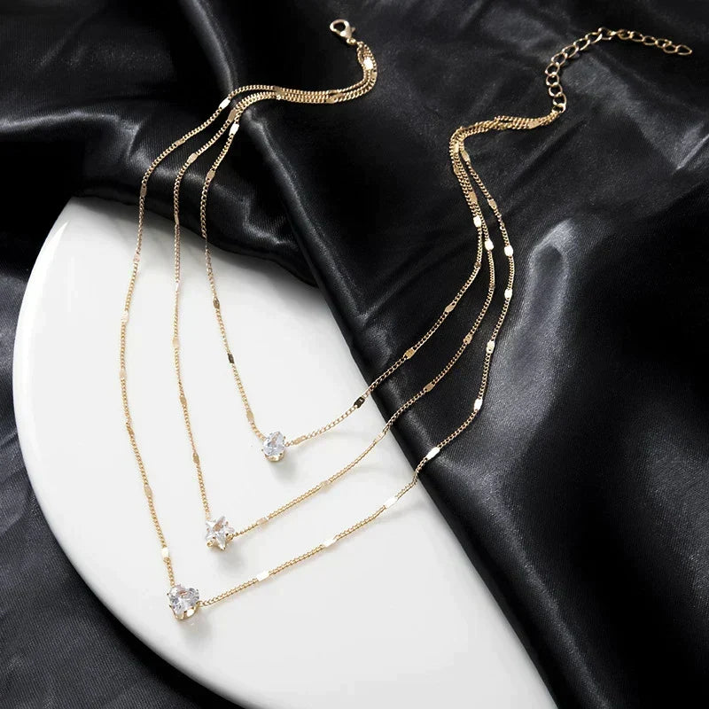 Sally – Goldkette mit drei Zirkonia-Anhängern
