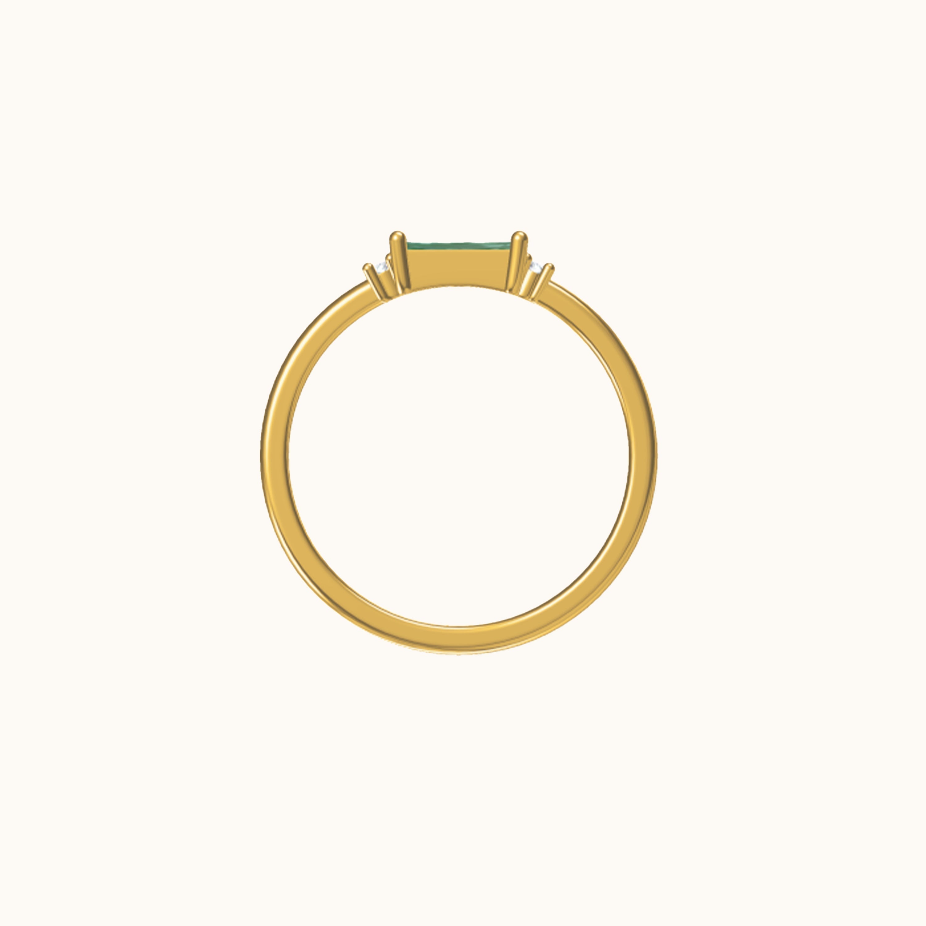 Fen - Weicher Baguette-Ring mit grünem Zirkonia