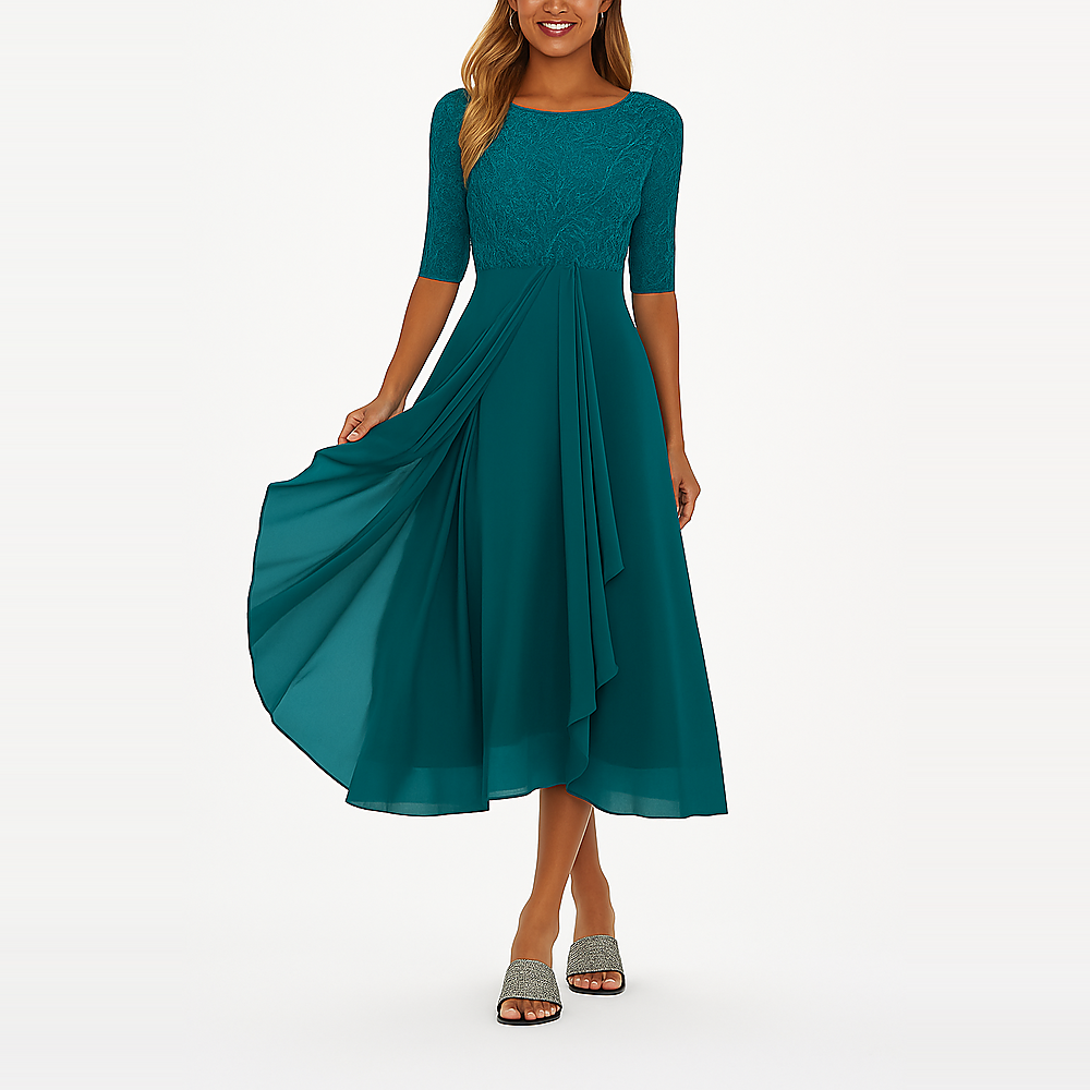 Ximena - Stilvolles Damenkleid mit Spitze bis zum Knie
