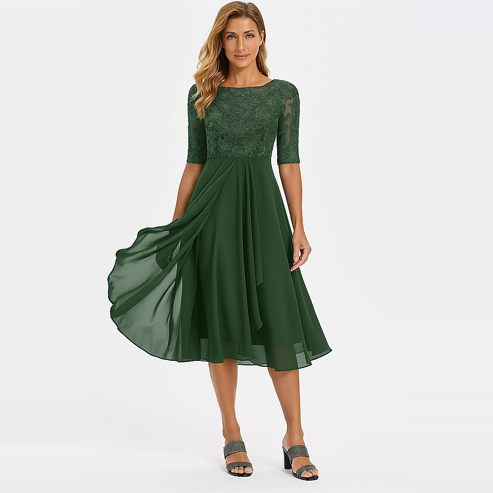 Ximena - Stilvolles Damenkleid mit Spitze bis zum Knie