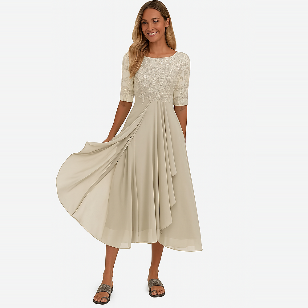 Ximena - Stilvolles Damenkleid mit Spitze bis zum Knie