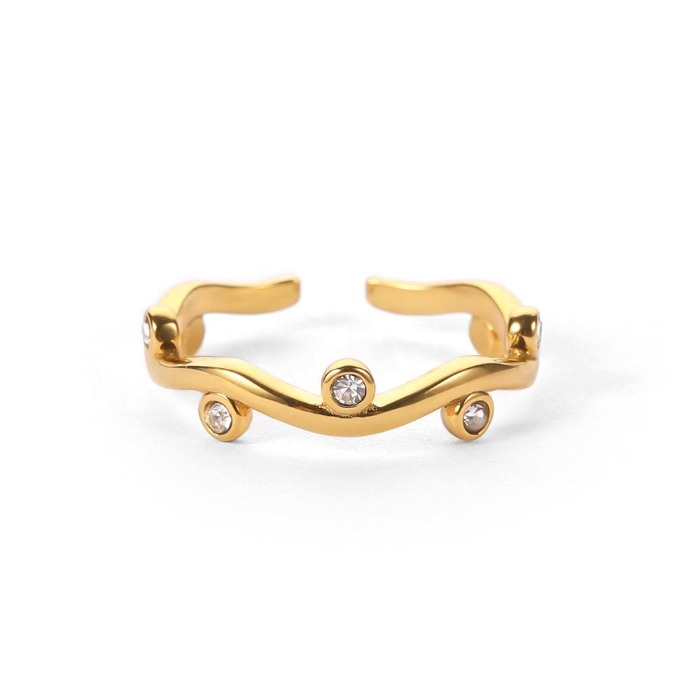 Willow – Goldring in Blattform mit verstellbaren Zirkonias