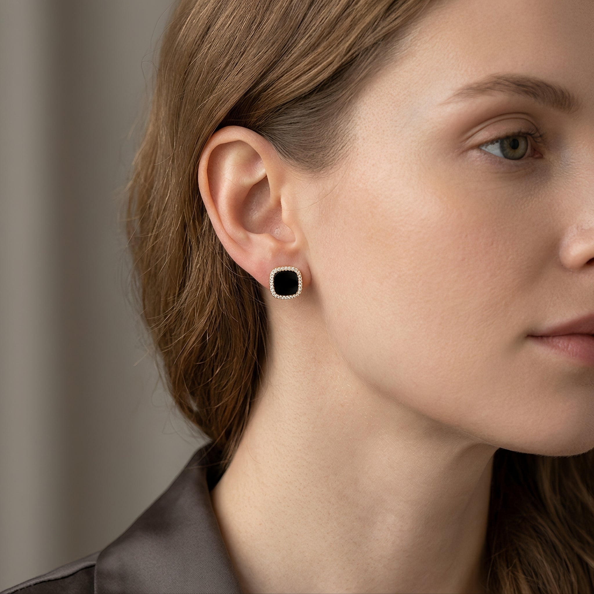 Catherine – Ohrringe aus Onyx und ewigen Diamanten