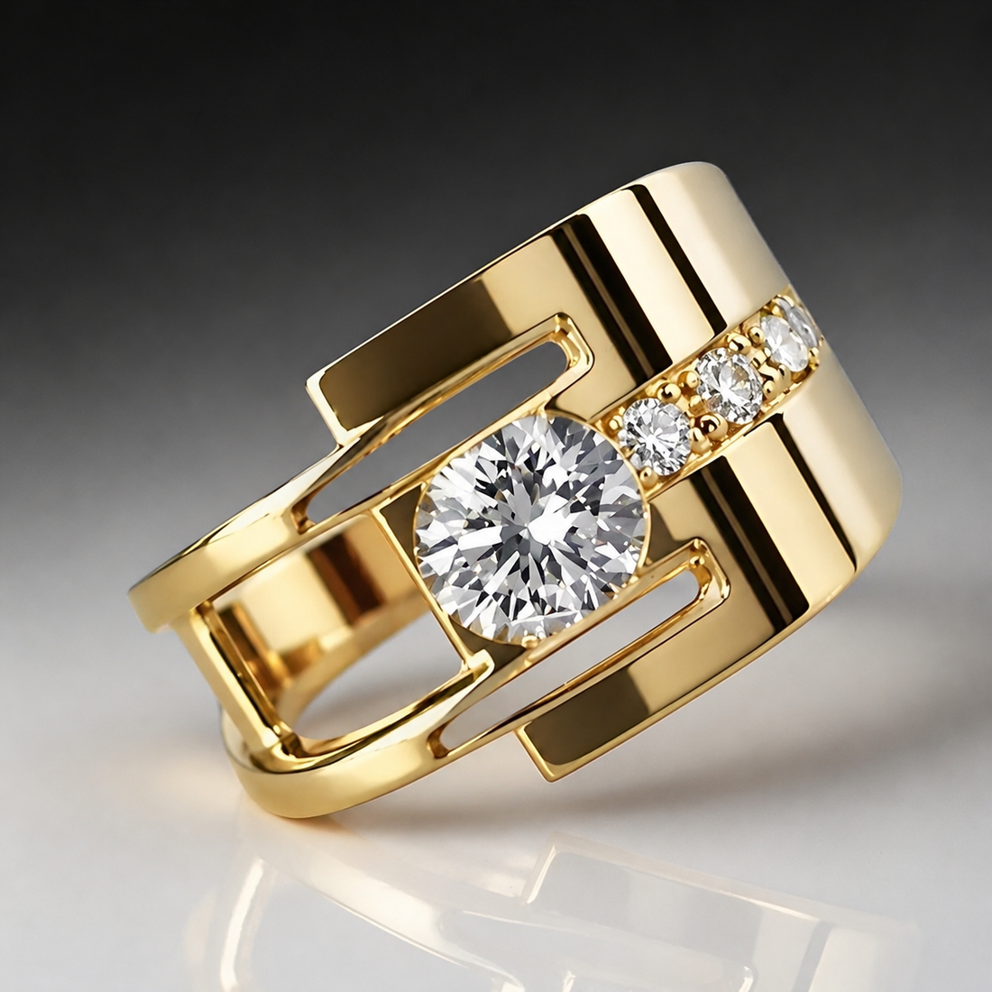 Sharon – Vintage-Goldring mit unregelmäßigen Zirkonias