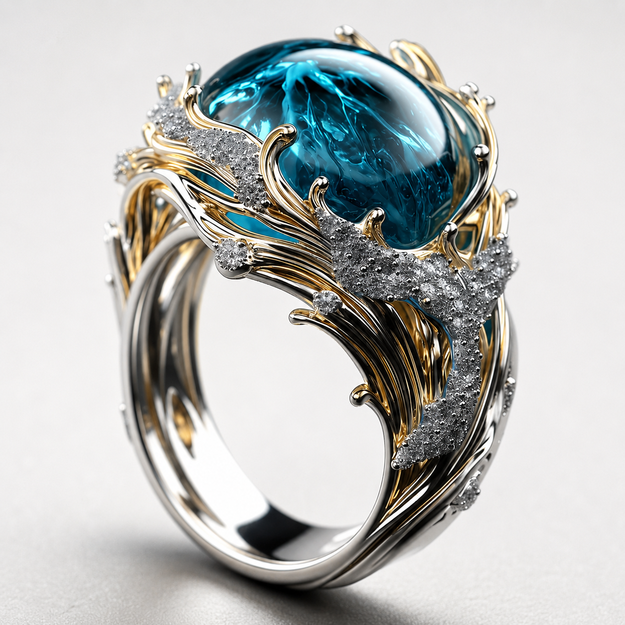 Selena – Vintage Ring aus ozeanischem Glas