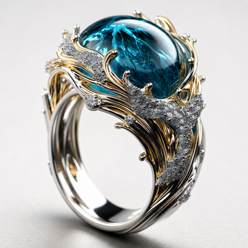 Selena – Vintage Ring aus ozeanischem Glas