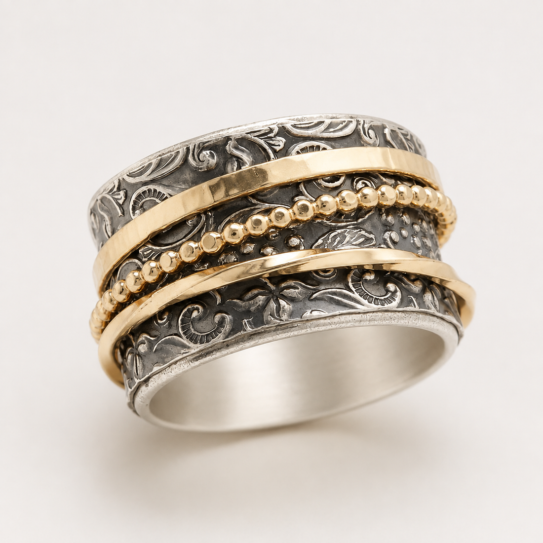 Shyla – Antiker bicolor Ring aus Gold und Silber