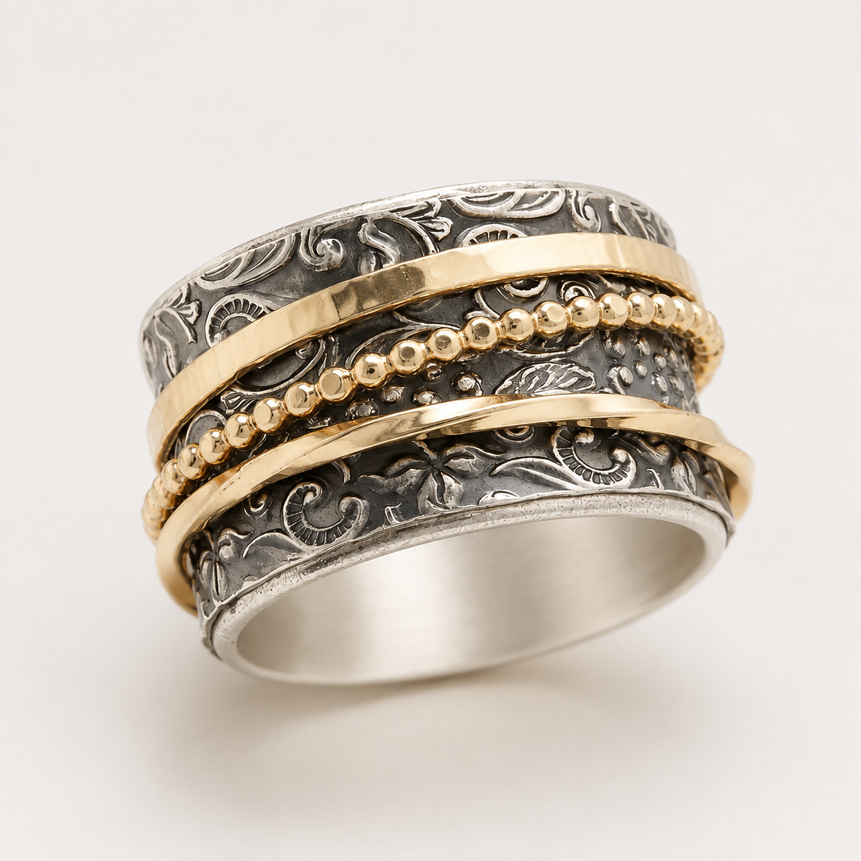 Shyla – Antiker bicolor Ring aus Gold und Silber