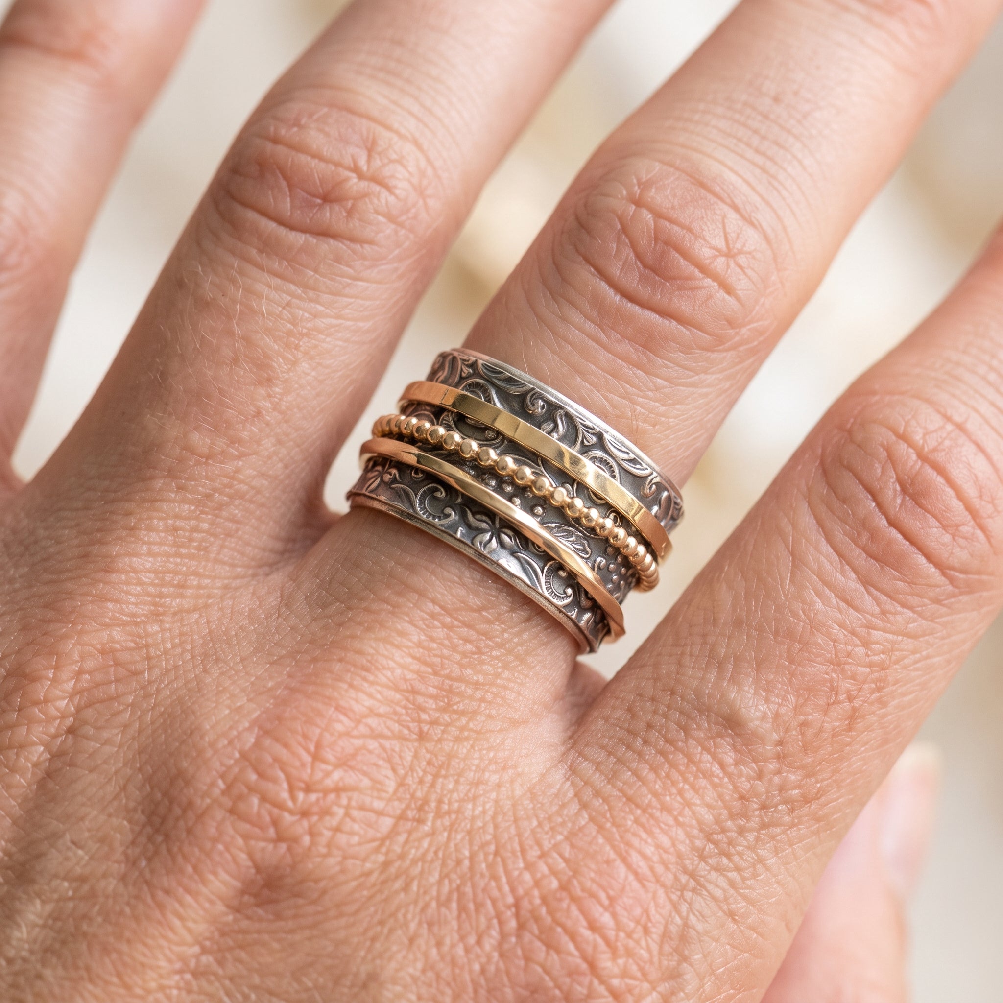 Shyla – Antiker bicolor Ring aus Gold und Silber