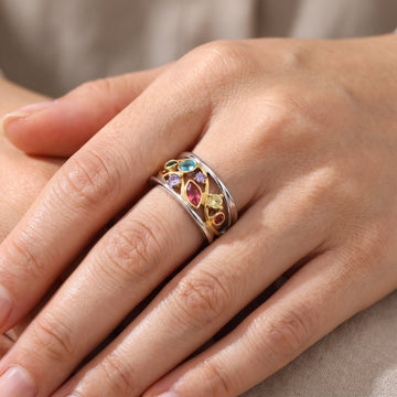 Zelina – Vintage-Ring in zwei Farben mit bunten Zirkonias