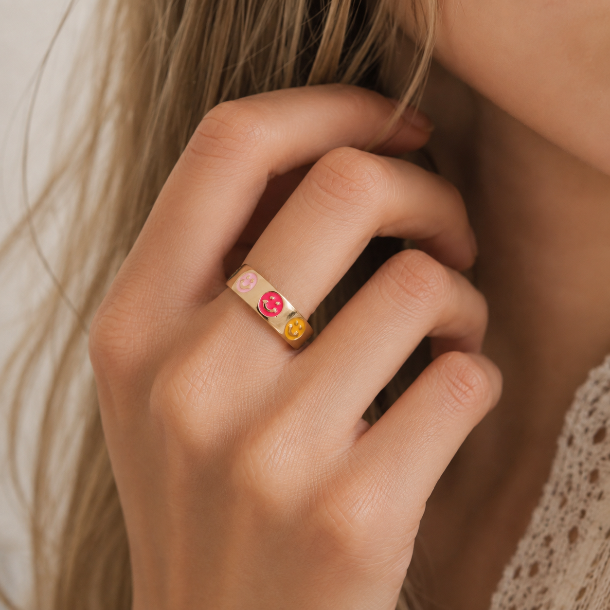 Smiley - Bunter Smiley-Ring