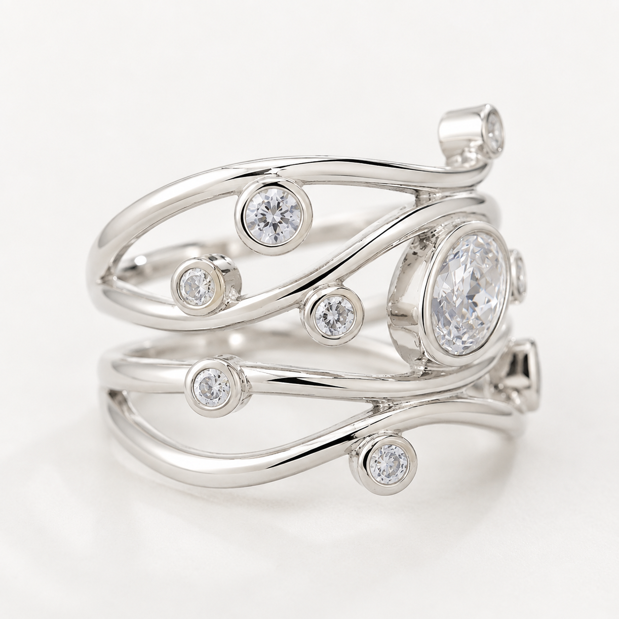 Inara – Vintage-Silberring mit unregelmäßigem Zirkon