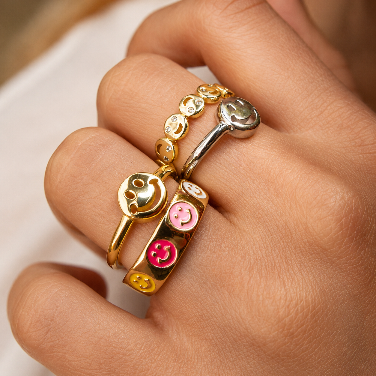 Smiley - Bunter Smiley-Ring