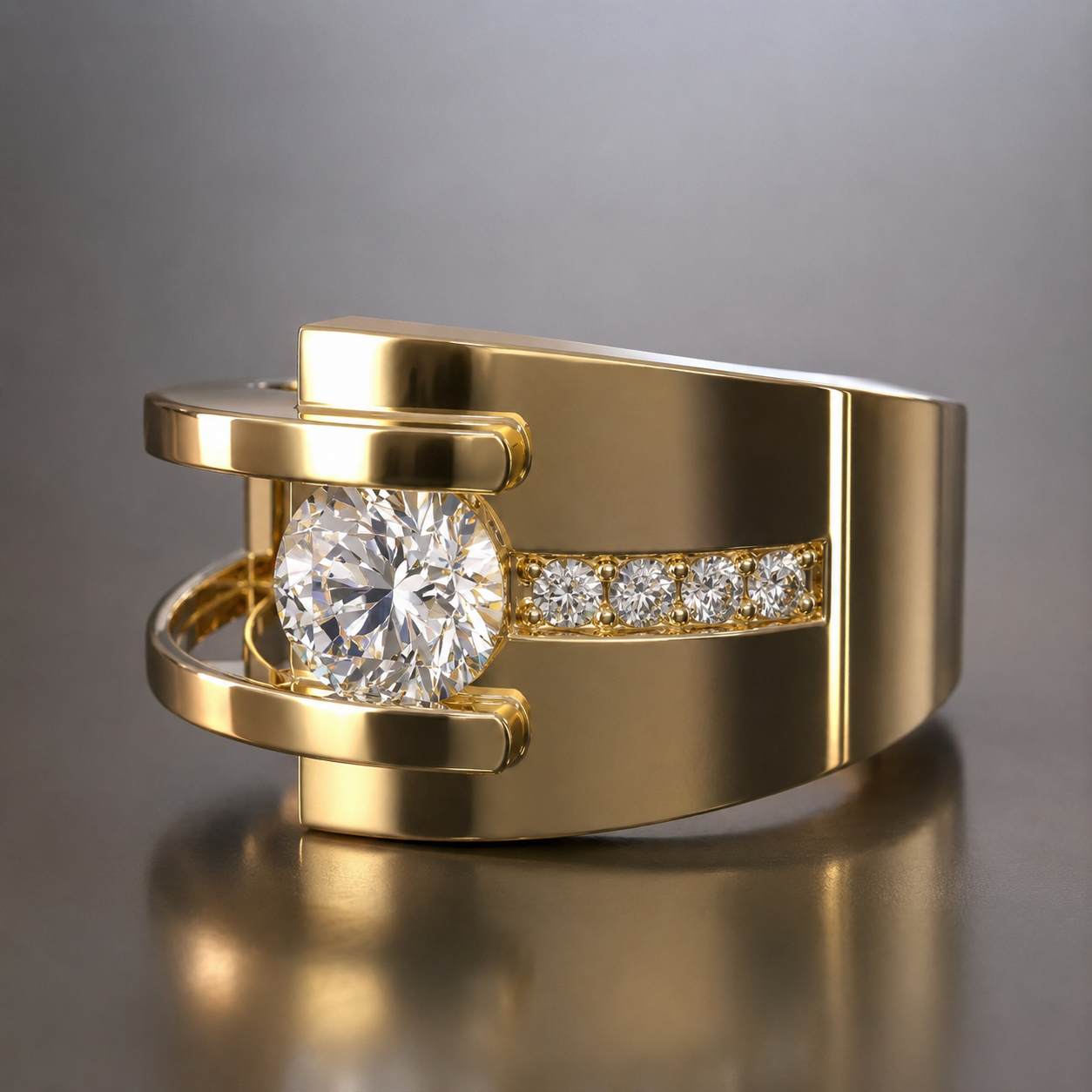 Lyra – Vintage Ring aus Gold mit unregelmäßiger Zirkonia