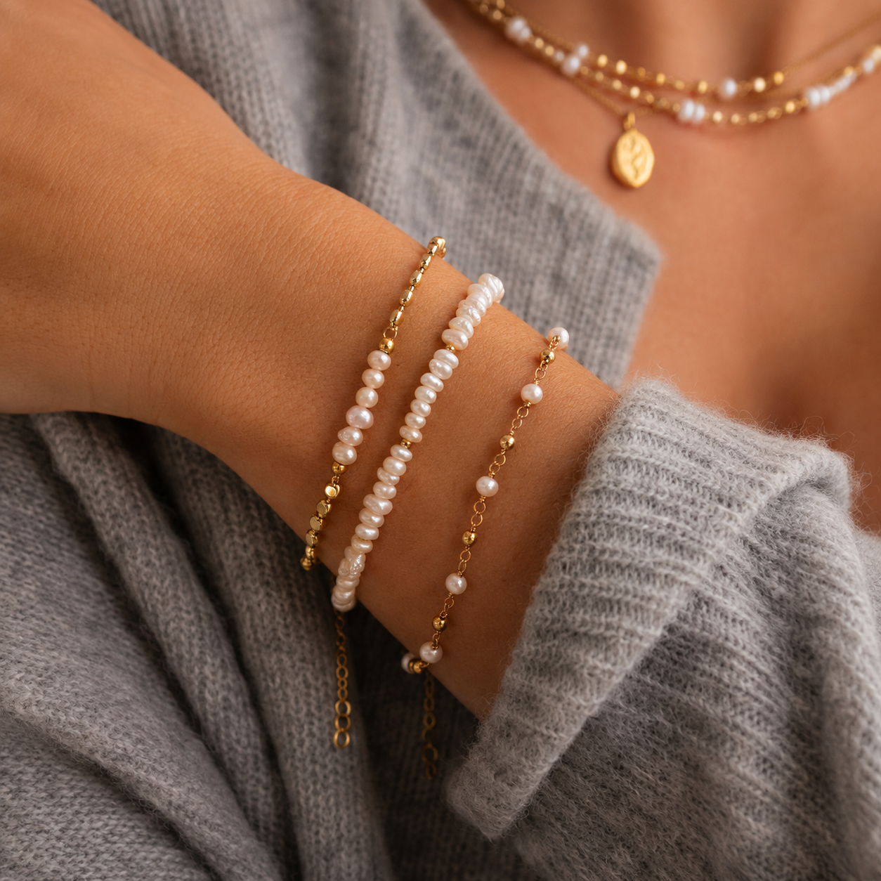 Siena - Perlenarmband mit Diskokette