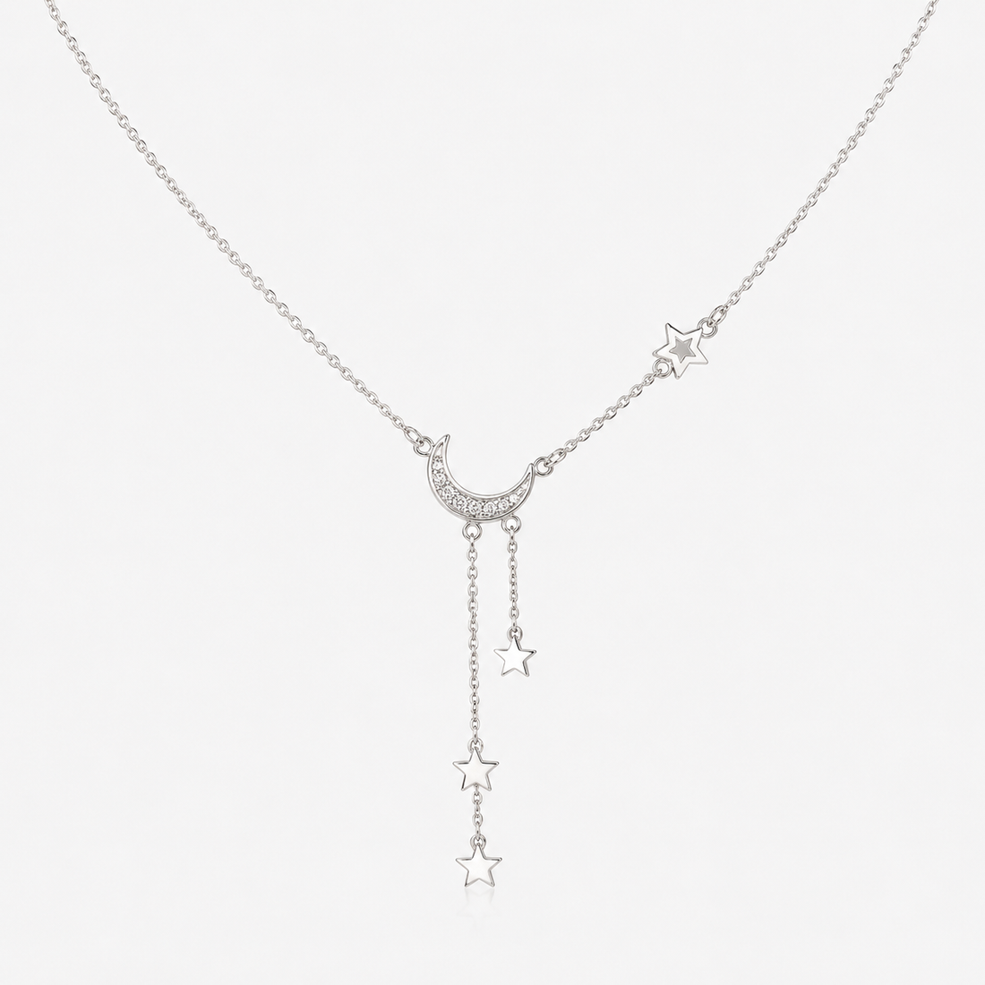 Lunara – Silberhalsband mit Mond und Sternen