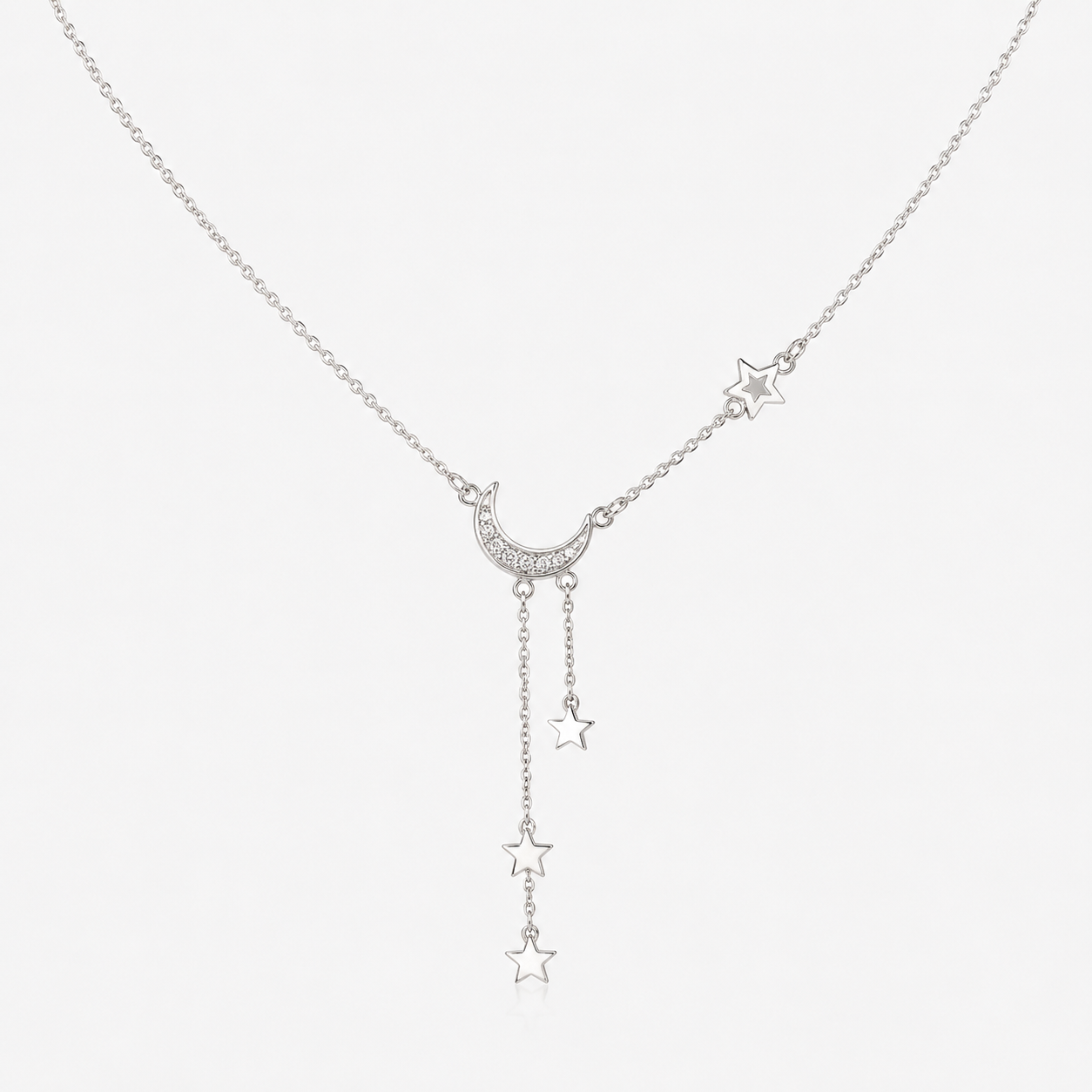 Lunara – Silberhalsband mit Mond und Sternen