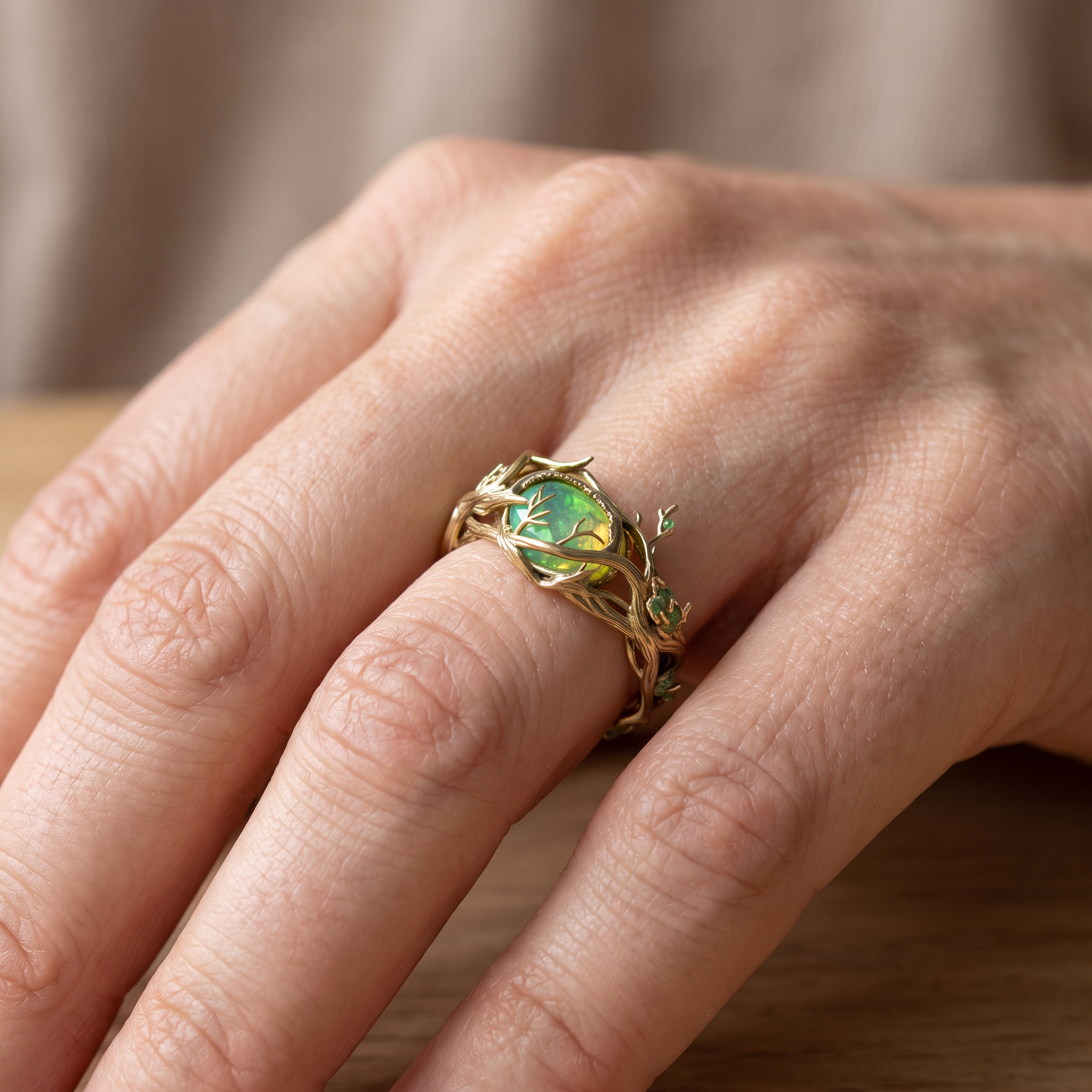 Marianne – Ring mit grünem Opal