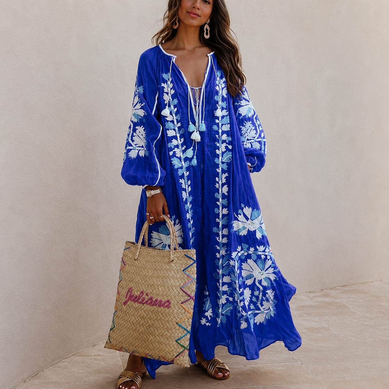 Nelia - Lockeres Boho-Sommerkleid mit Blumenprint