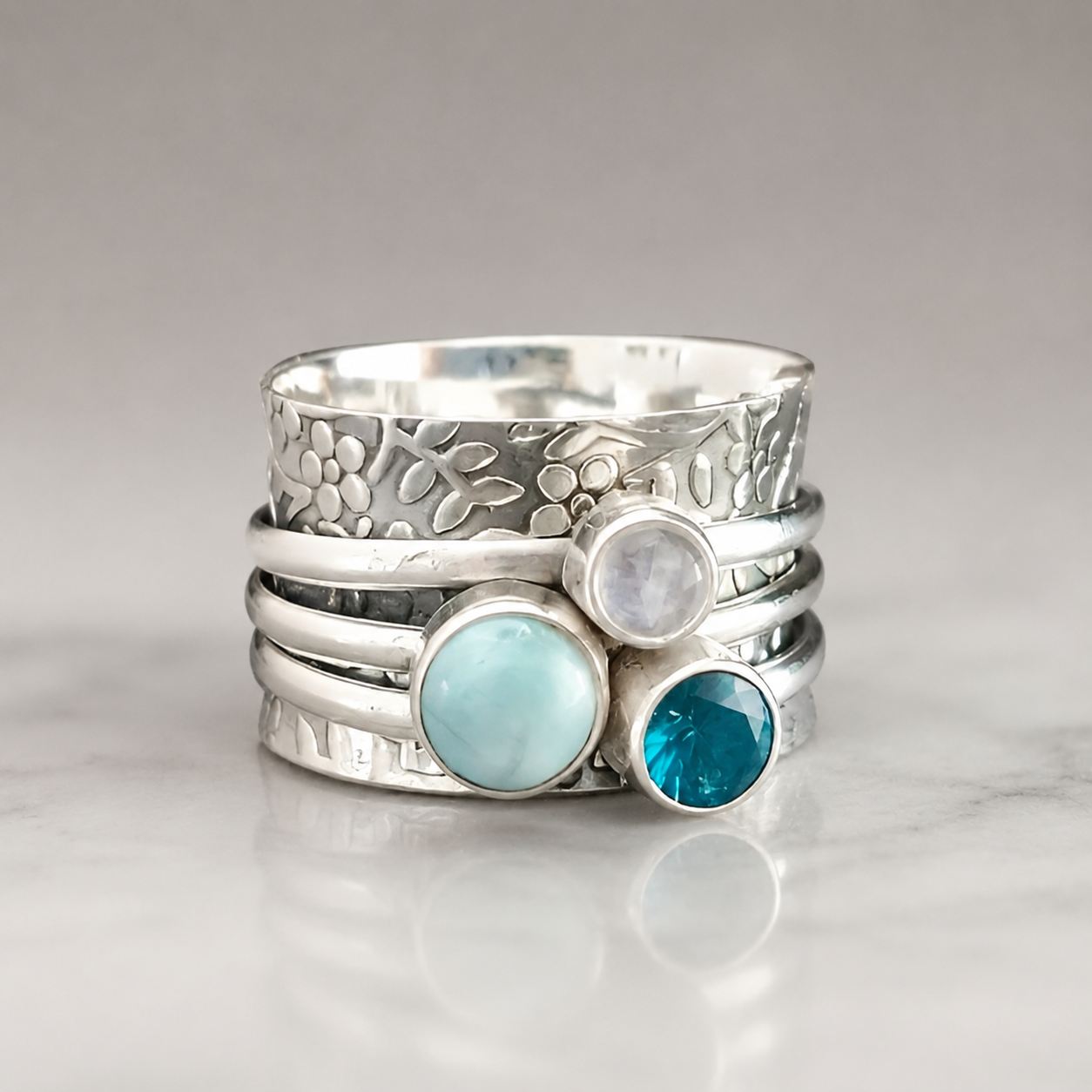 Luna – Vintage Ring mit blauer Naturstein
