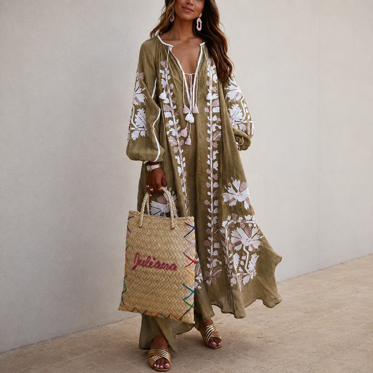 Nelia - Lockeres Boho-Sommerkleid mit Blumenprint