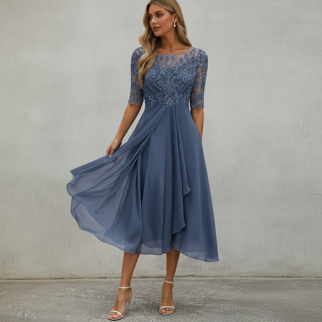 Yara - Elegantes Chiffon-Midikleid