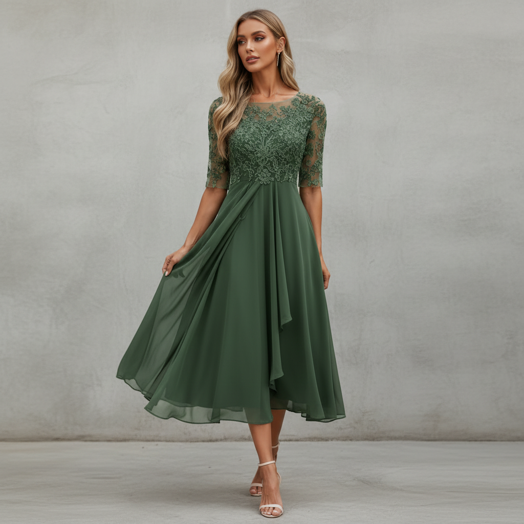 Yara - Elegantes Chiffon-Midikleid