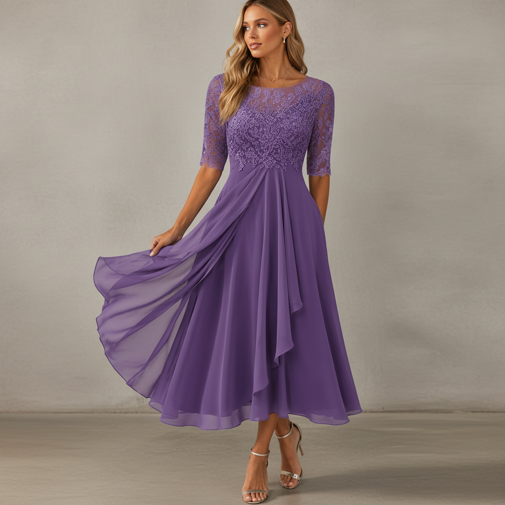 Yara - Elegantes Chiffon-Midikleid