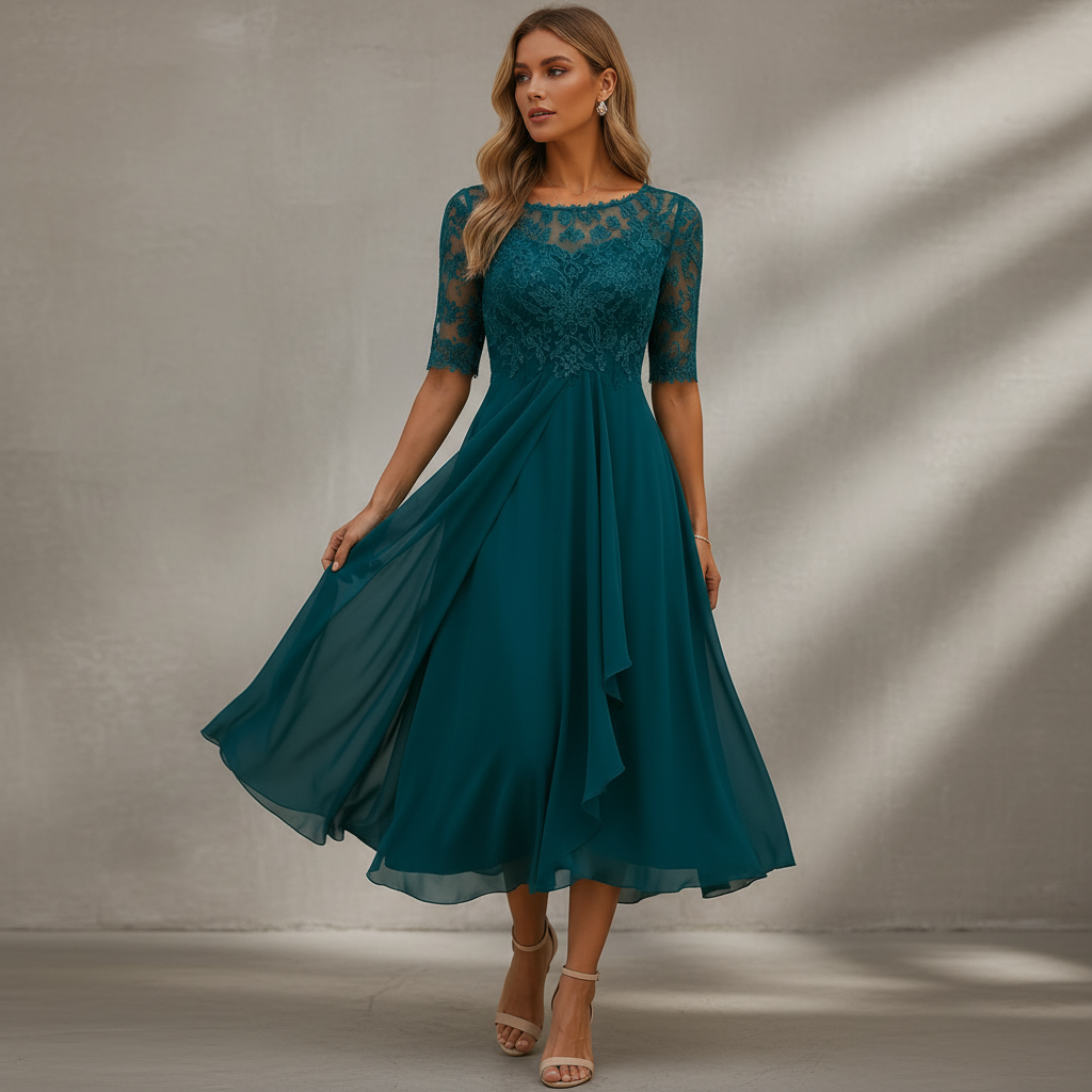 Yara - Elegantes Chiffon-Midikleid