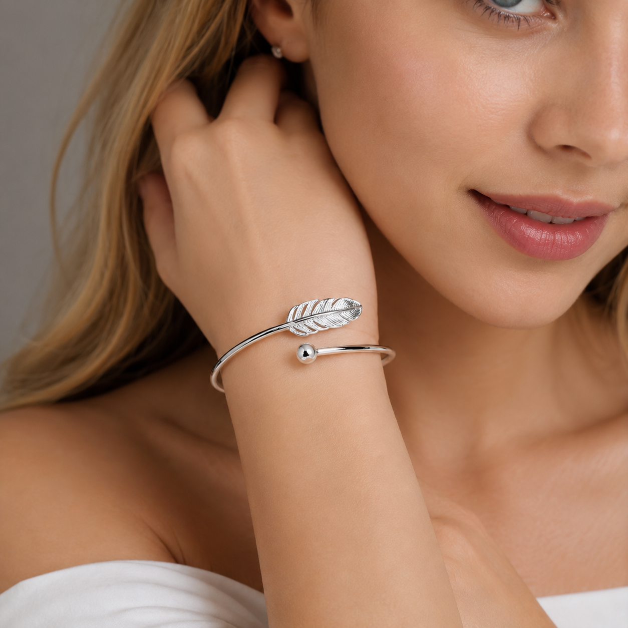 Silbernes Federarmband - Federarmband
