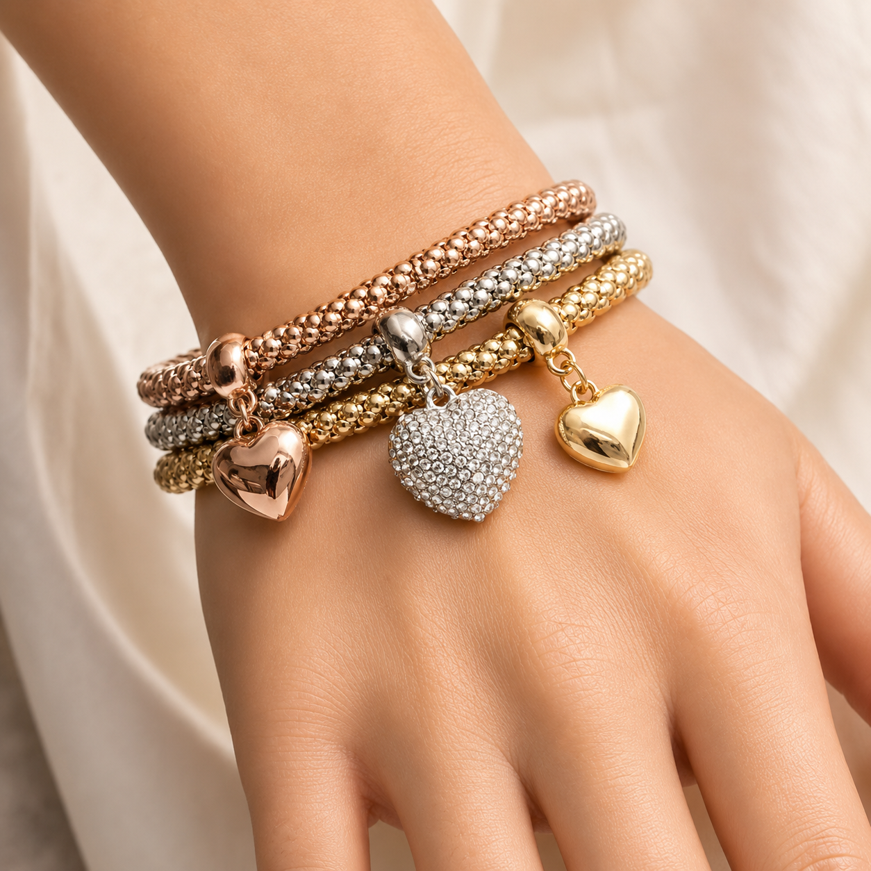Aria – Metallarmband mit festen Herzen