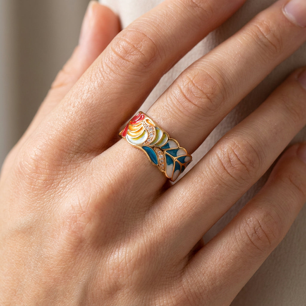 Isolde – Ring mit handgemalten Blumen