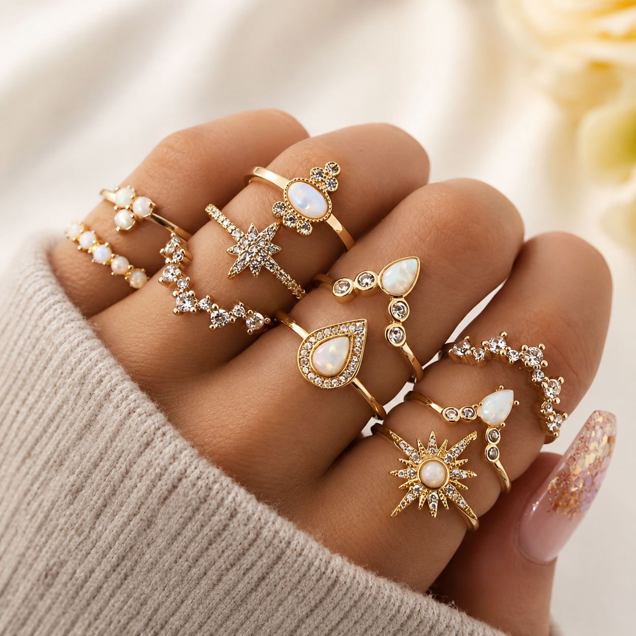 Noémie – Premium Set von 8 bis 12 einzigartigen Ringen