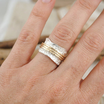 Bianca - Zeitloser drehbarer Ring aus Gold und Silber