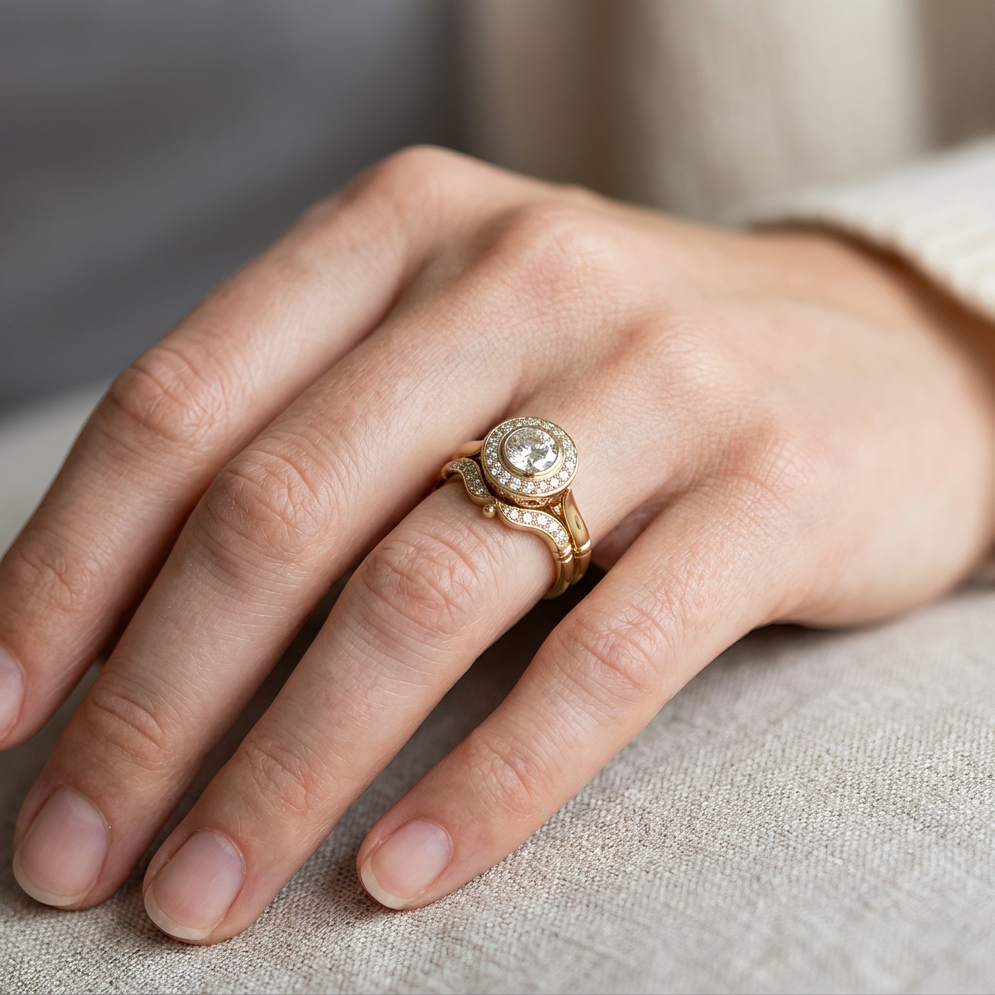 Beatrice – Vintage-Goldring-Set mit Zirkonia