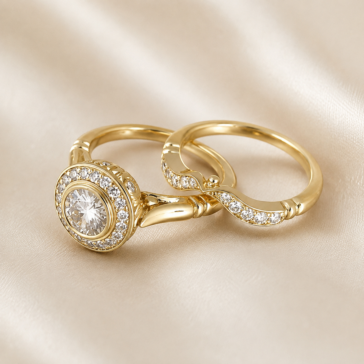 Beatrice – Vintage-Goldring-Set mit Zirkonia