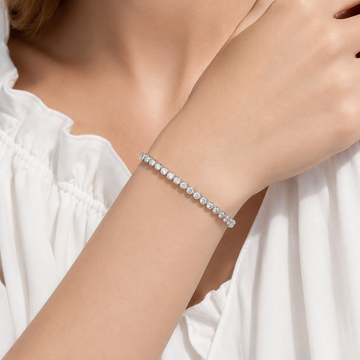 Elise – Silberne Blasenarmband mit Diamanten
