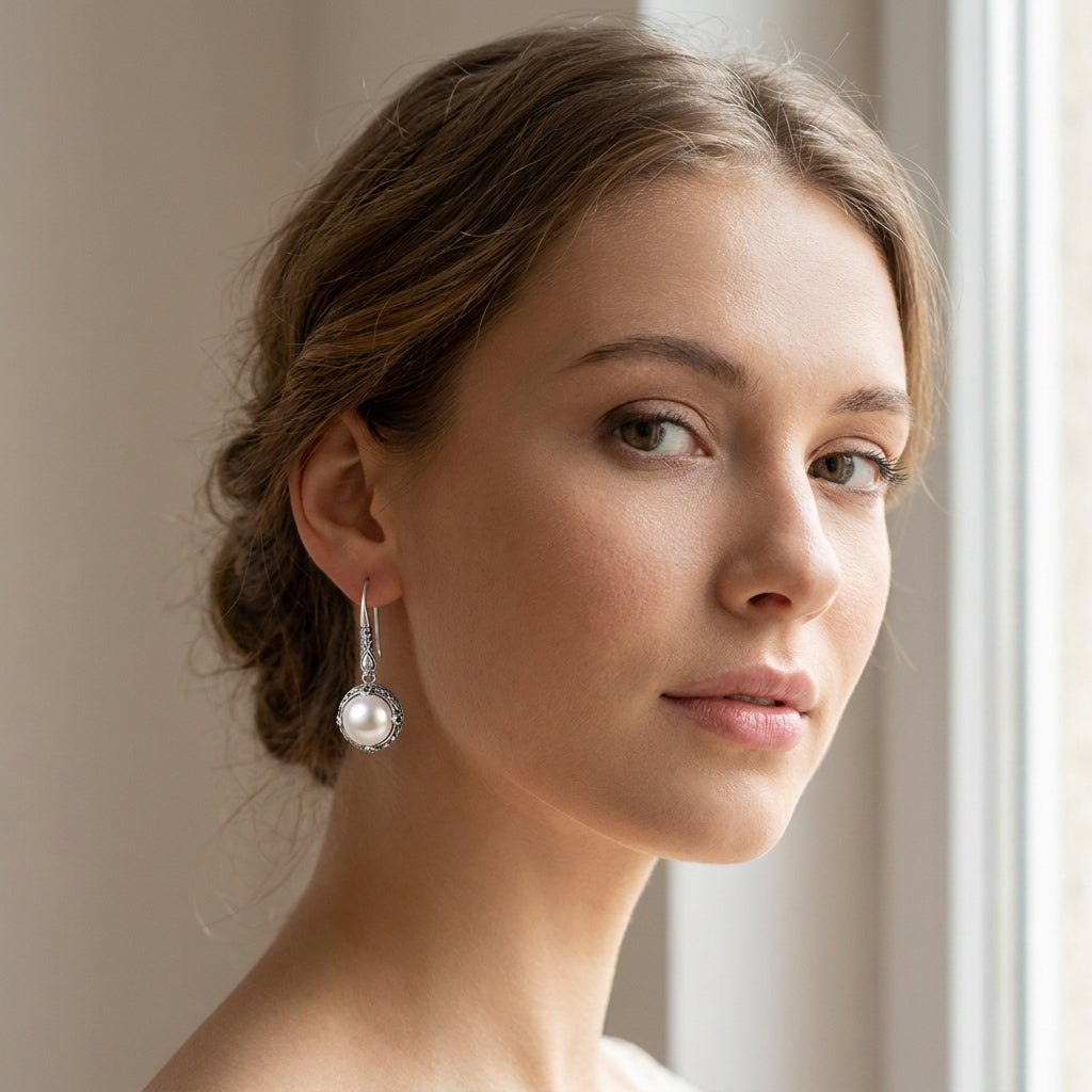 Rosalie – Ohrringe aus Silber und Perlen