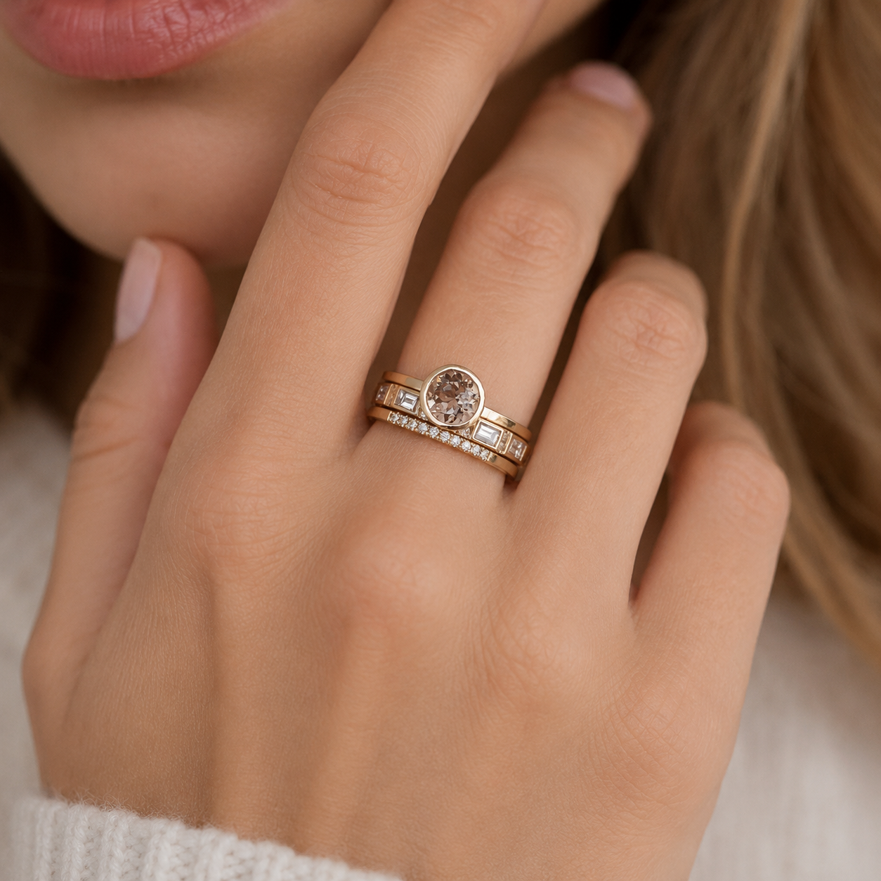 Soline – Ring mit in Gold gefasstem Kristall