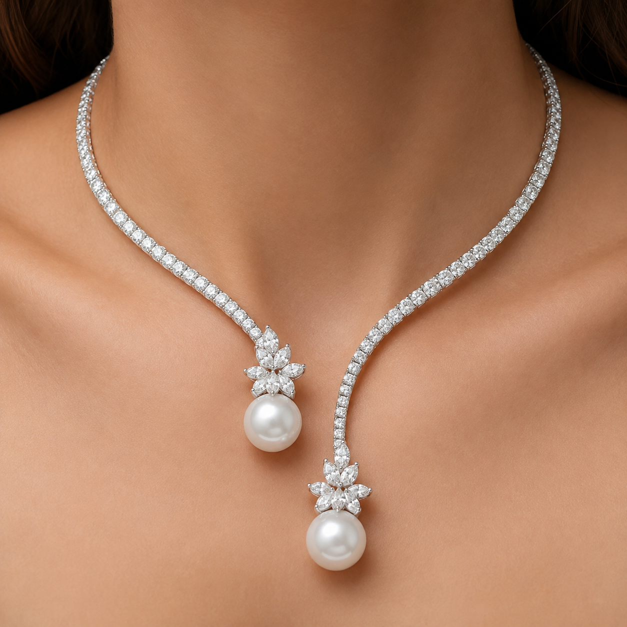 Lyra – Glänzende Sterlingsilberkette mit Perlen