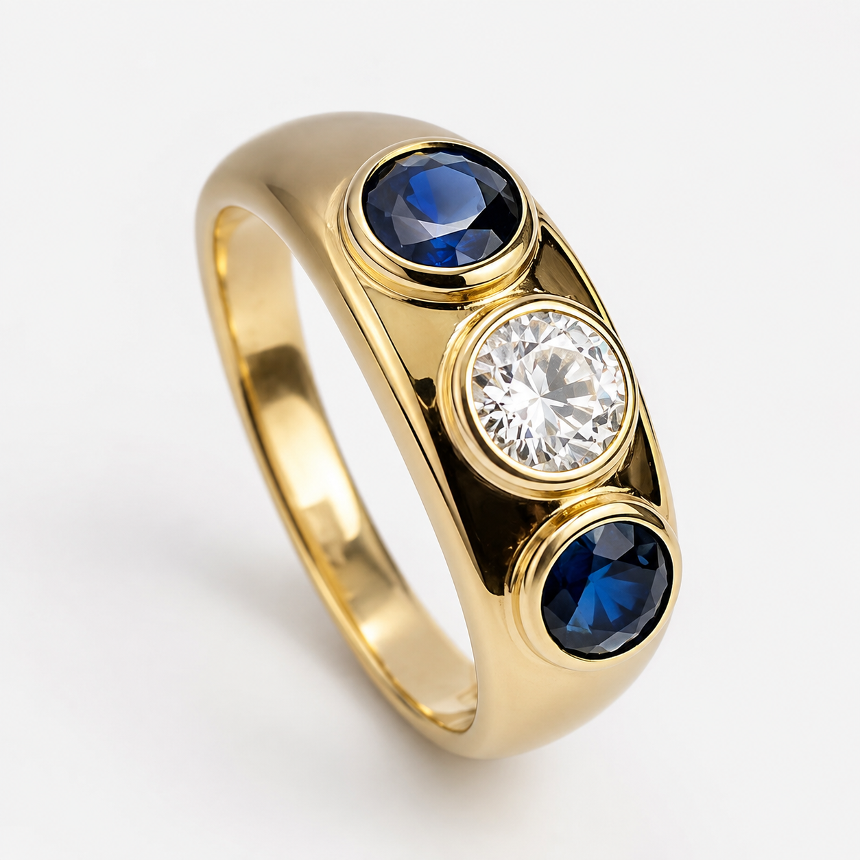Oceane – Vintage-Goldring mit blauem Kristall und Zirkonia