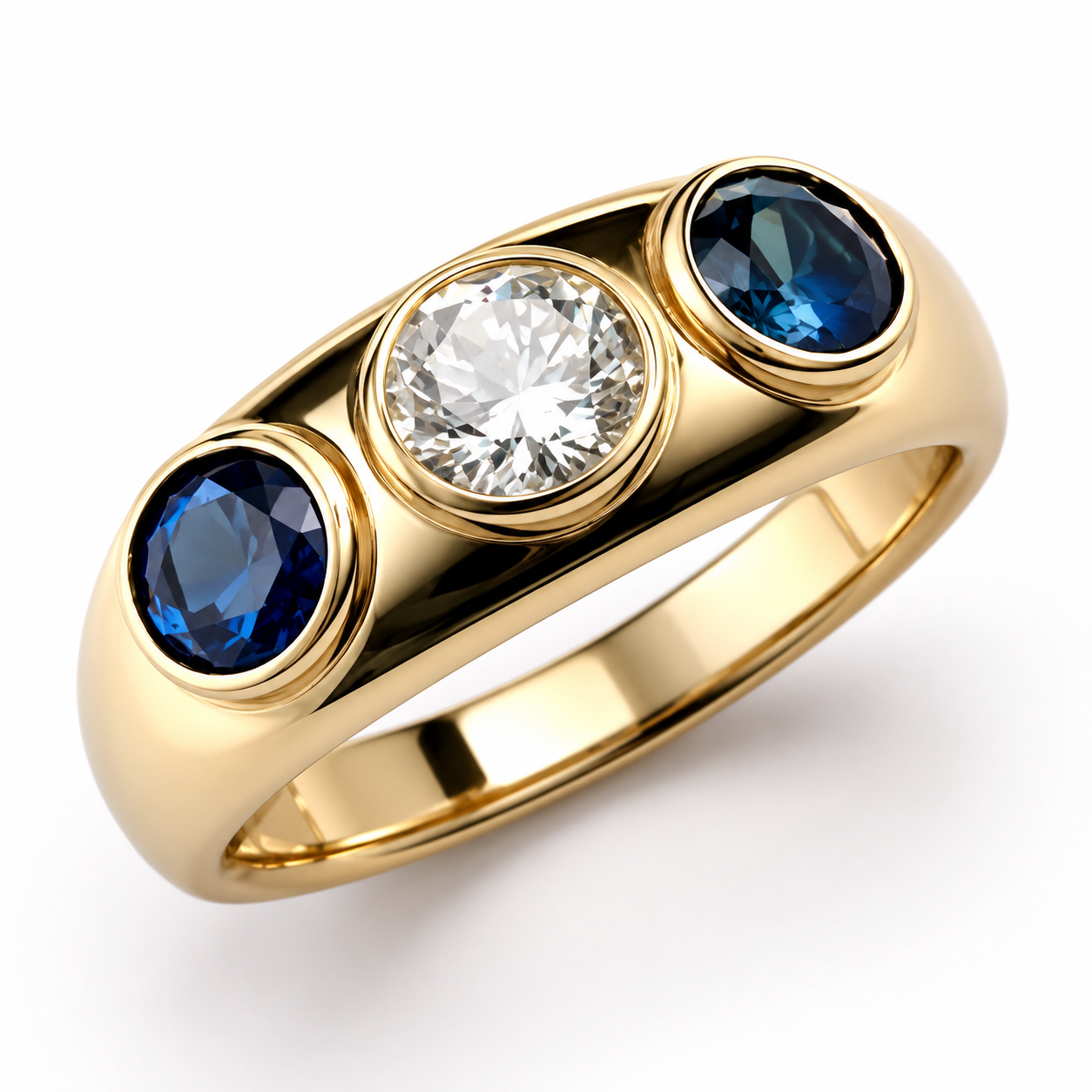 Oceane – Vintage-Goldring mit blauem Kristall und Zirkonia
