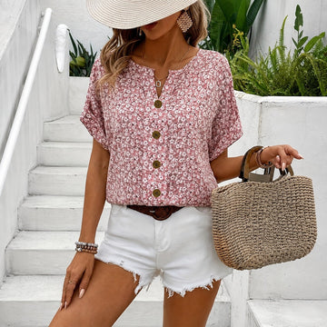 Lina - Sommer-Top mit floralen Mustern und femininem Akzent
