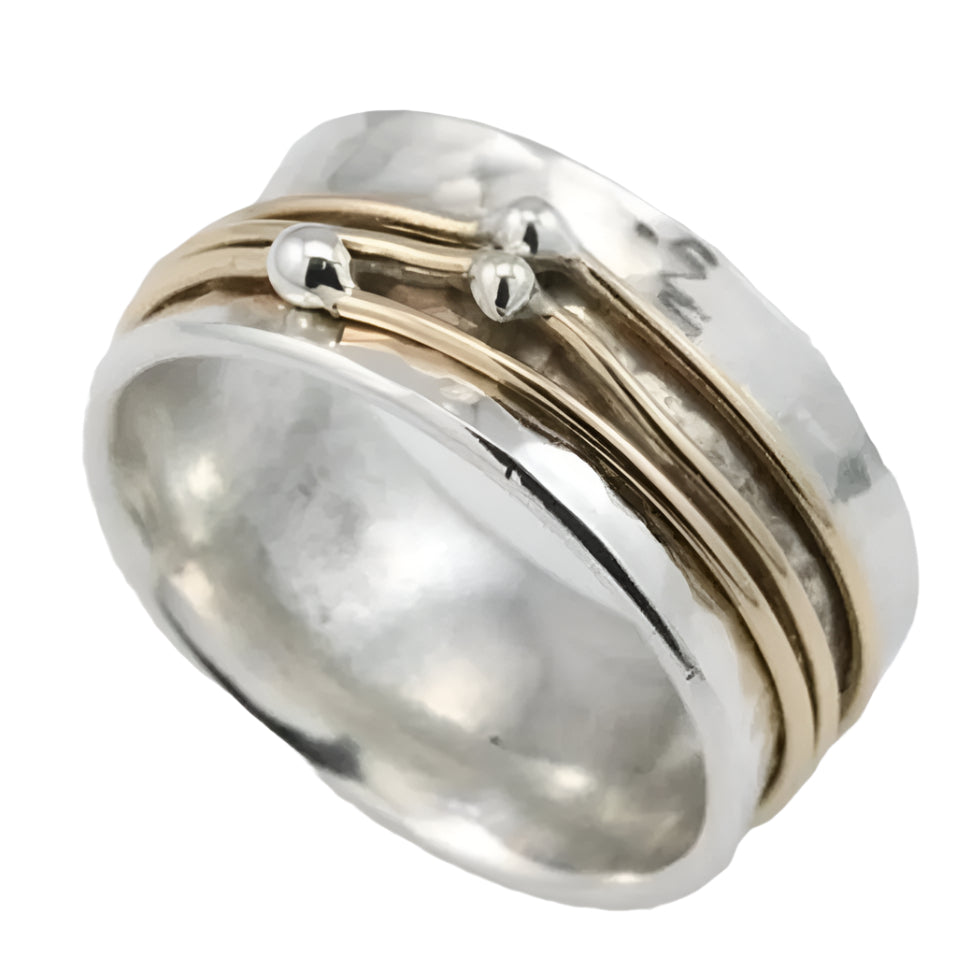 Glänzende Gnade – Vintage Ring aus Gold und Silber mit strahlender Oberfläche