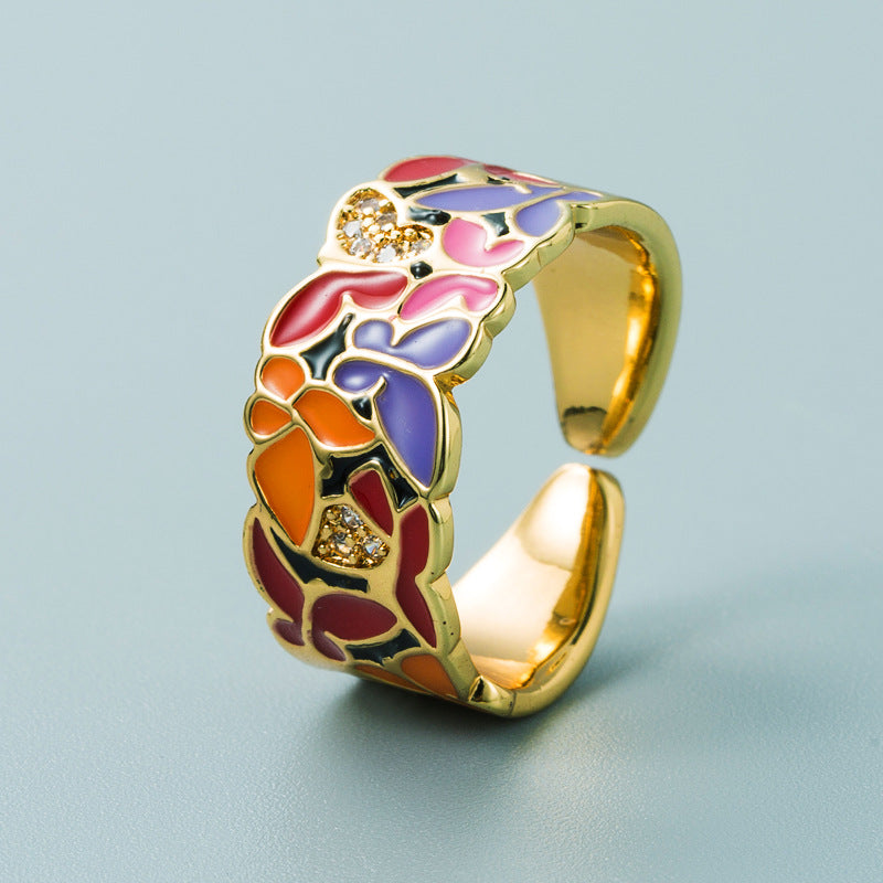 Kamille – Großer Camille-Ring mit blauem Blattmotiv